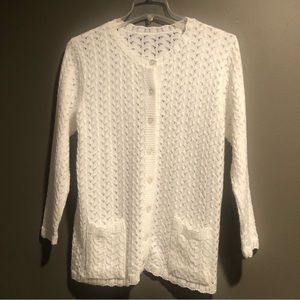 White Button Down Sweater Cardigan No Size Tag